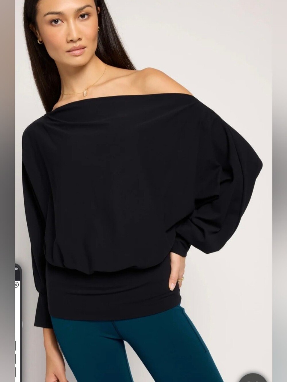 Interval Black Off-Shoulder Pullover Cloudlight Sweatshirt